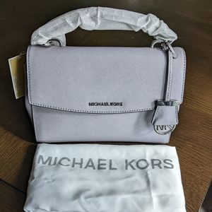 Michael Kors Ava Flap Satchel Crossbody Handbag Baby Lilac Purple New $268